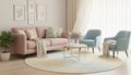 Modern Pastel Living Room Interior Design adobestock.com Scandinavia Royalty Free Stock Photo